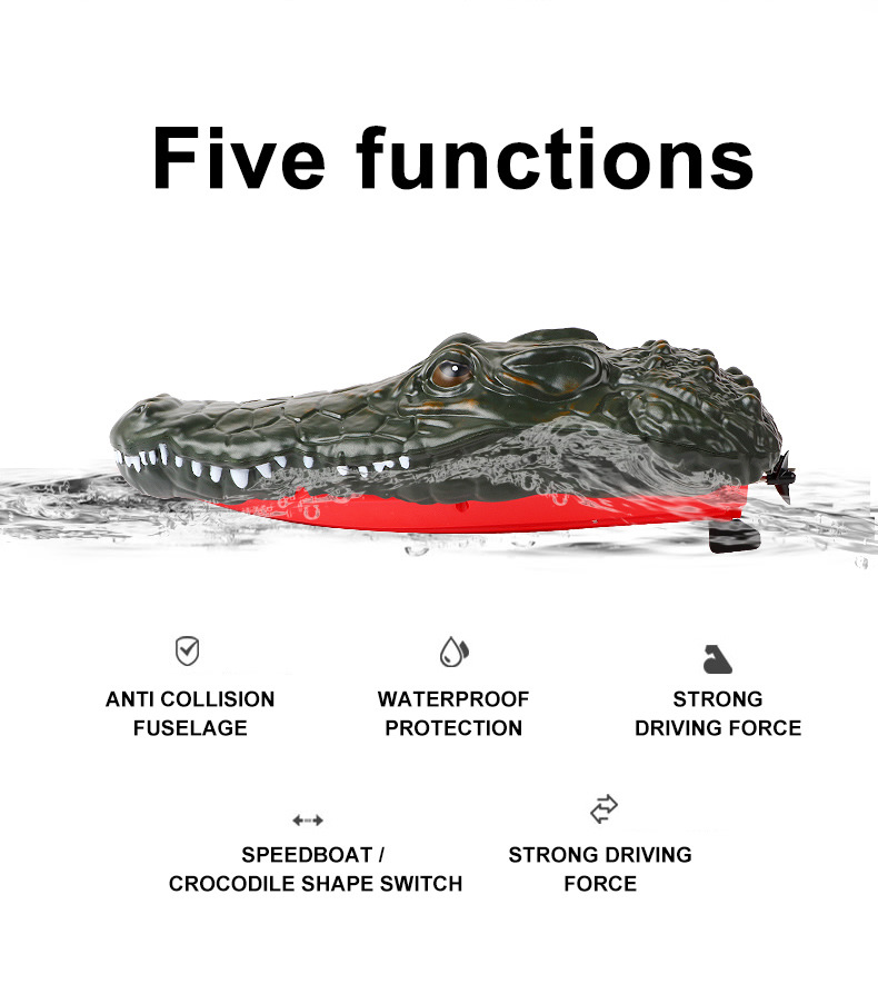 2.4G outdoor water crocodile remote control boat speedboat model children