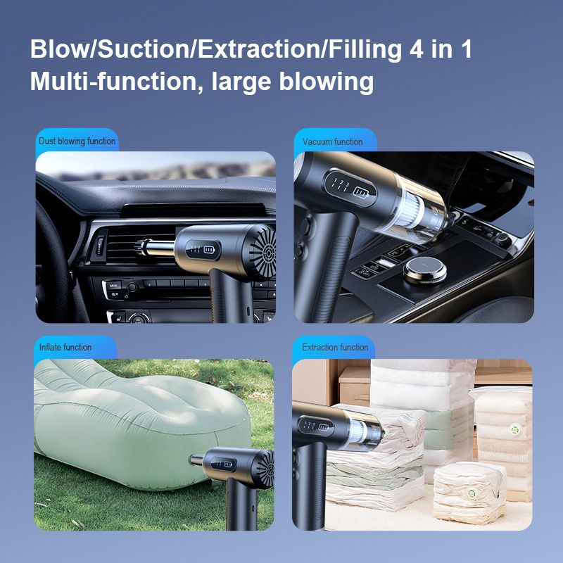 Digital display dust blower 50000RPM High speed blow suction integrated handheld air pumping vacuum computer case wireless dust blower ultra-long life LED light type-c charging  VC018