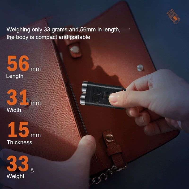 Mini keychain flashlight USB-C charging Multi-functional red and blue warning magnetic flashlight 900 lumen color temperature 6500K four-color light source charging use  V3