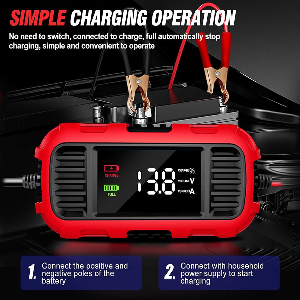 The 12V charger and maintenance device are used for motorcycle ATV and car 2A fully automatic trickle battery chargers  FBC1202E