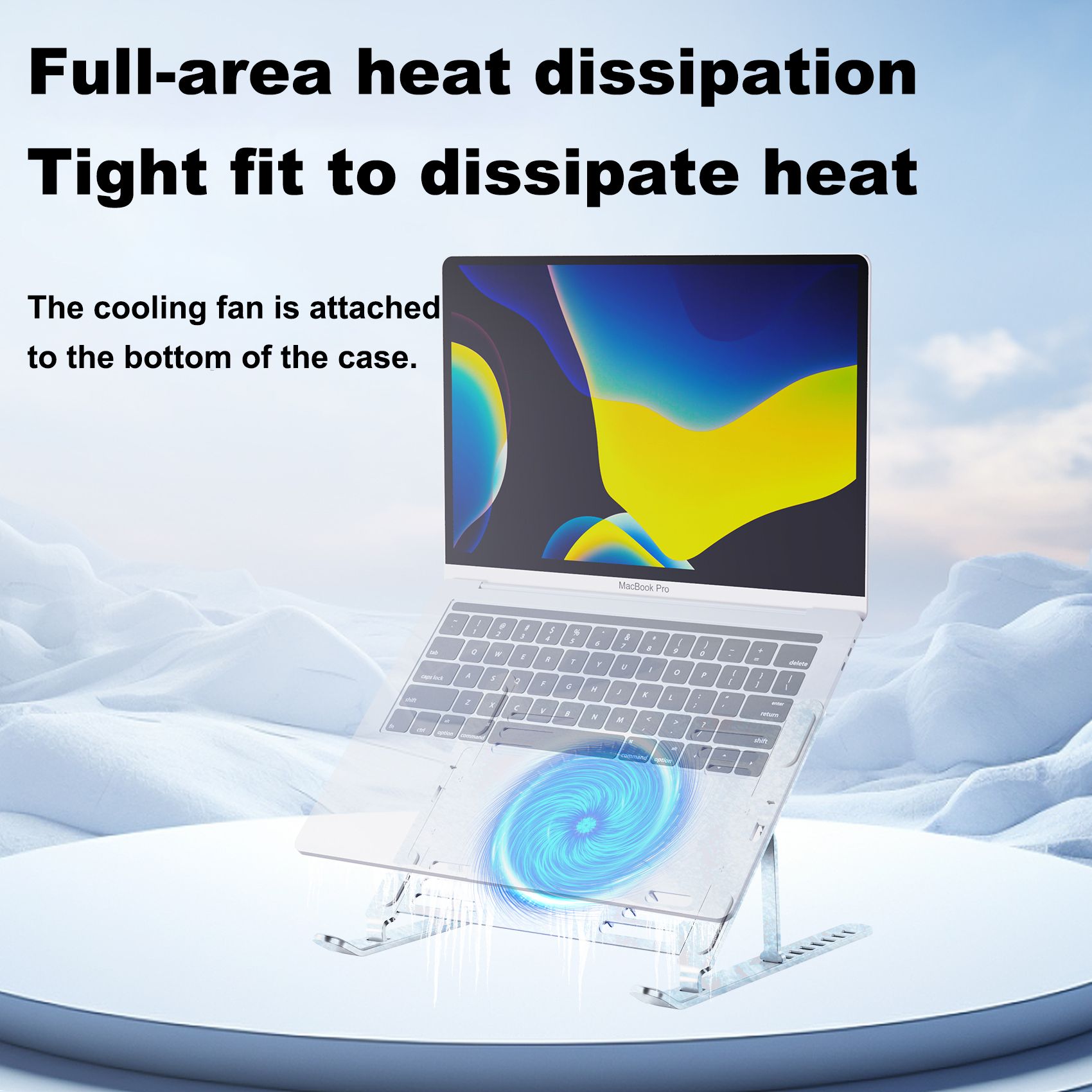 [Silvery] Large fan computer cooling bracket Portable folding aluminum alloy bracket laptop lifting bracket flat increase 8 height adjustment RGB running lamp wind speed adjustable  T655-A