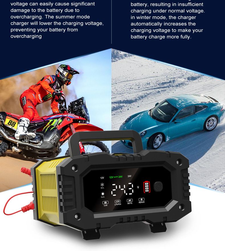 10A portable 12V 24V motorcycle battery charger, portable car battery charger  FPT-100