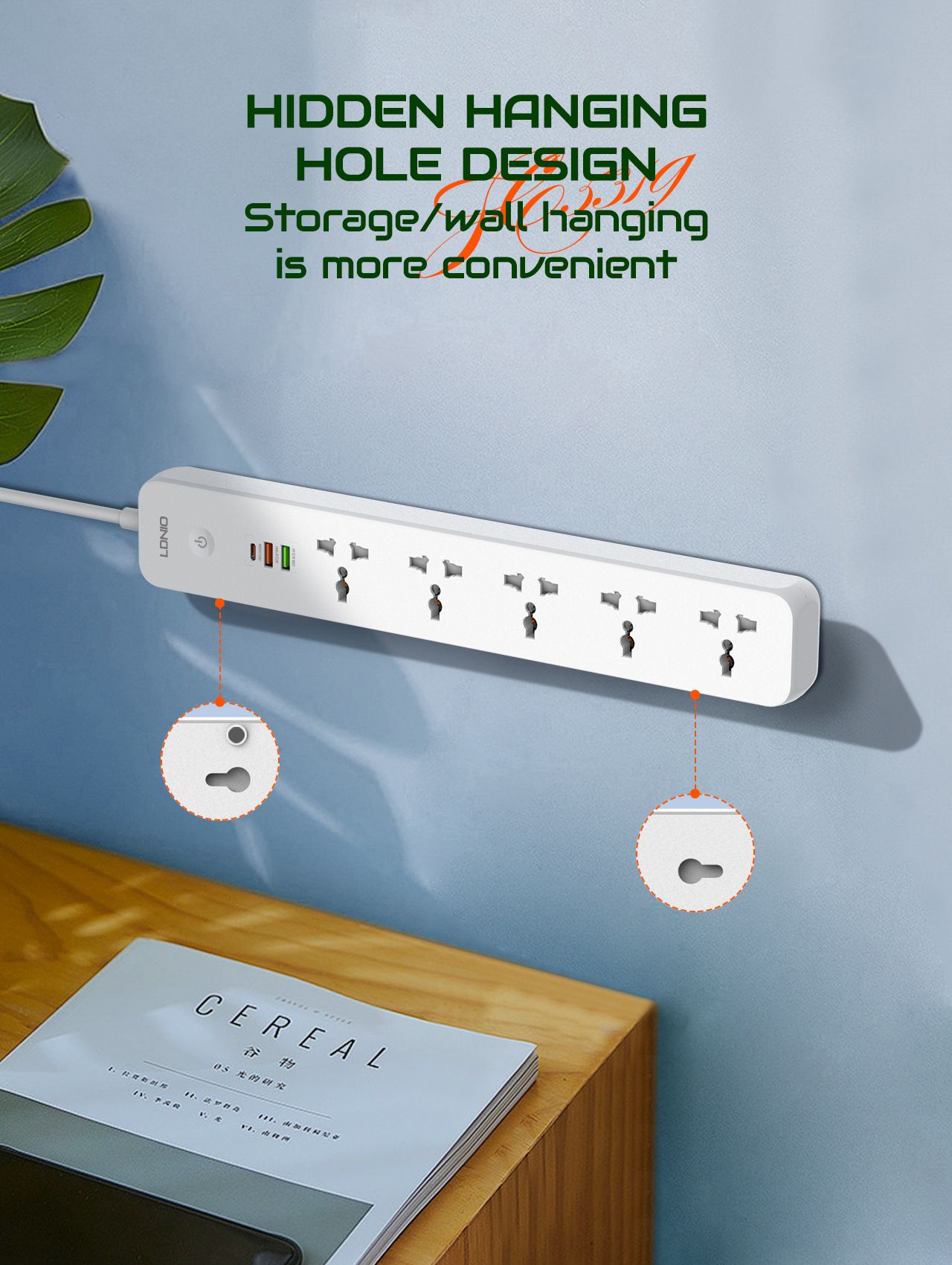 Universal jack panel USB perforated PD Quick-charge jack board US/EU/UK slot 53mm pitch 38W Maximum output 1*TYPE-C PD3.0/20W 1*USB-A/QC3.0/18W 1*USB-A/2.4A European standard  SC5319