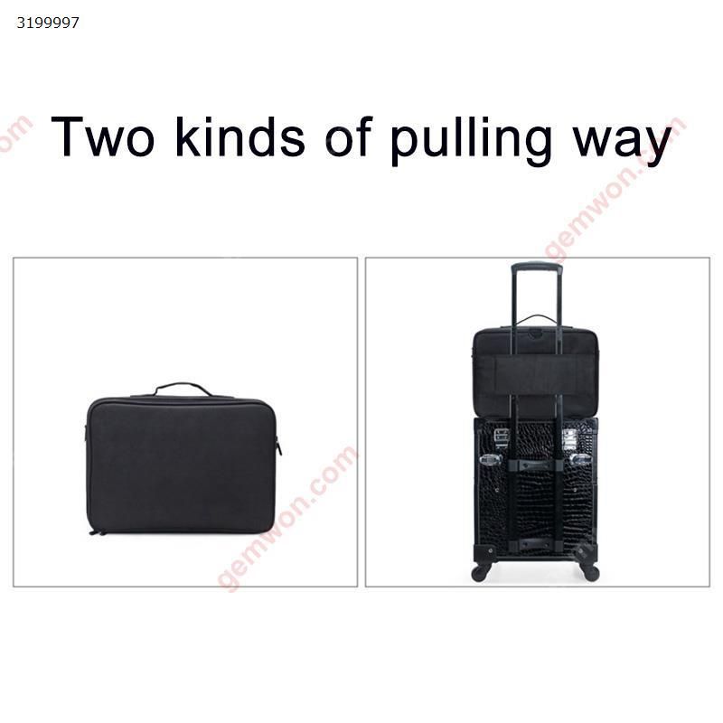 Professional multi-layer partition storage bag insert board cosmetic bag with makeup portable makeup large-scale tattoo semi-permanent toolbox -black Makeup Brushes & Tools  L