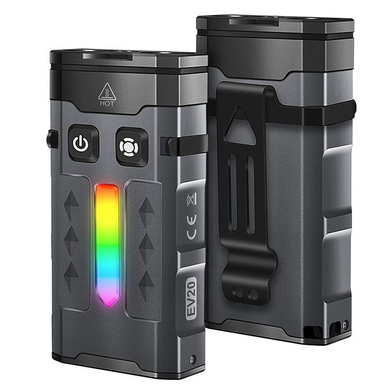 Laser pointer flashlight Outdoor camping LED light portable multi-functional EDC keychain light TYPE-C charging aluminum alloy version white + green laser + side light RGB  EV20