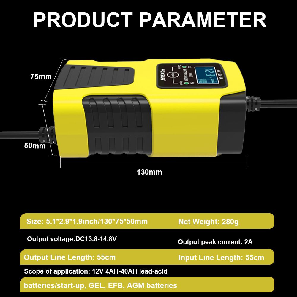 Motorcycle battery charger 6V, 12V pedal lead-acid battery fully intelligent repair multi-purpose charger  FBC061202D