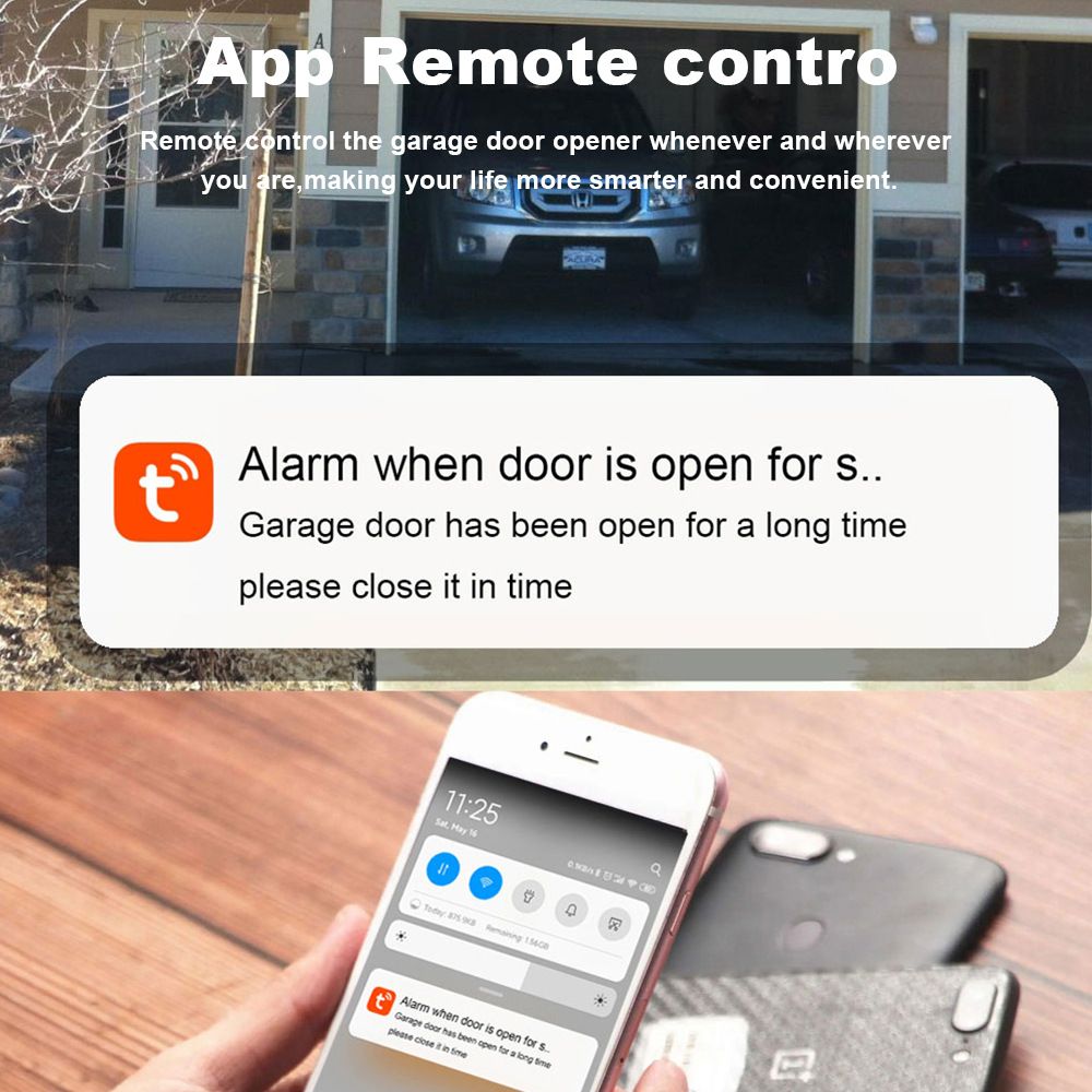 The intelligent WIFI garage door controller tuya app remotely controls the voice-timed rolling shutter door switch EU Plug  CKM01