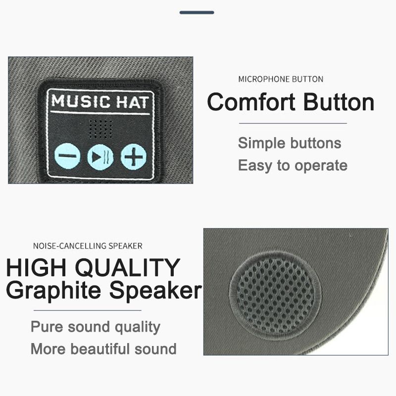 [Grey] Wireless Speaker Hat Bluetooth 5.4 Dual speakers outdoor sports external music Cap Voice call type-c charging  YX2