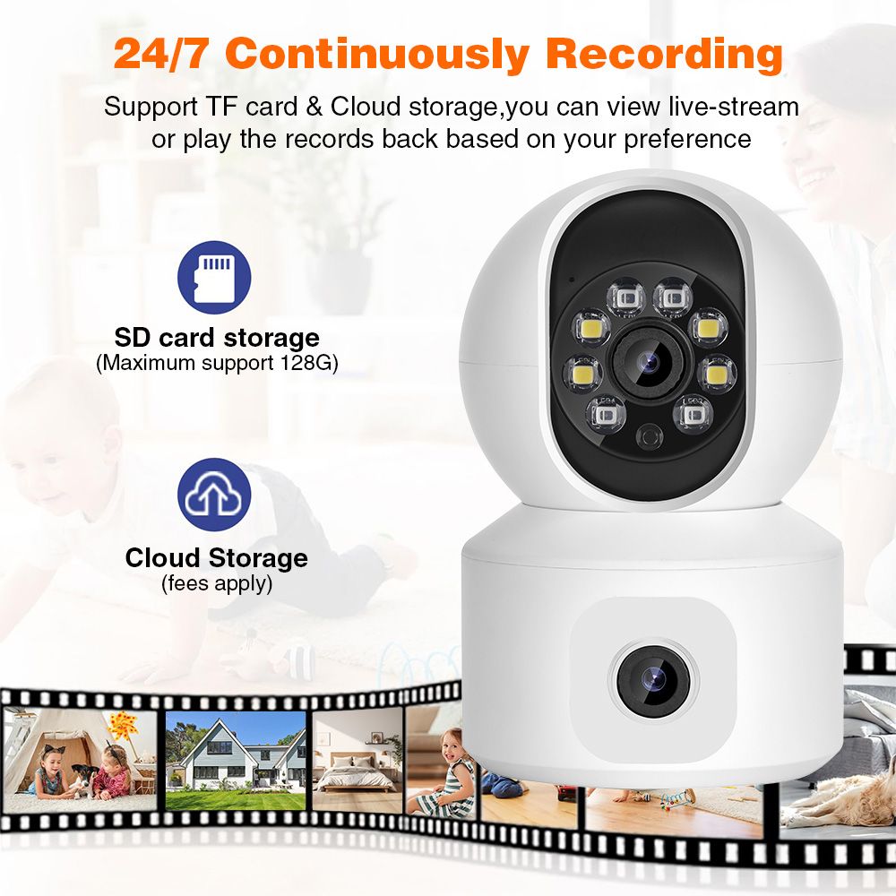 K22 dual-camera outdoor monitoring 1920*1080 high-definition pixel dual-lens intelligent night vision outdoor security mobile monitoring area alarm free rotation two-way communication multi-person viewing  K22