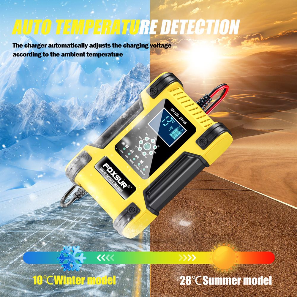 12V, 24V, 12A 7-segment intelligent charger, lead-acid battery charger, running light indicator charger  FBC122412D-Y