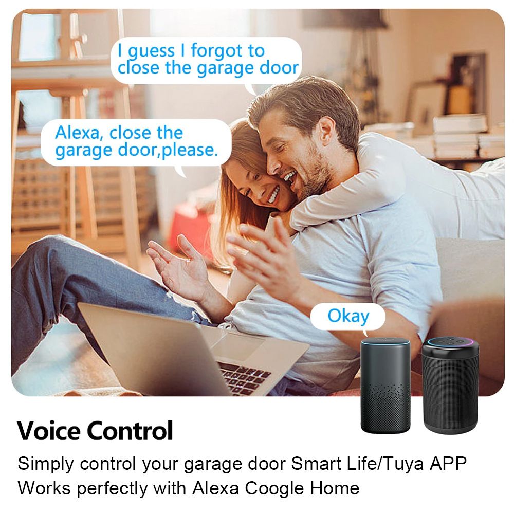 The intelligent WIFI garage door controller tuya app remotely controls the voice-timed rolling shutter door switch EU Plug  CKM01