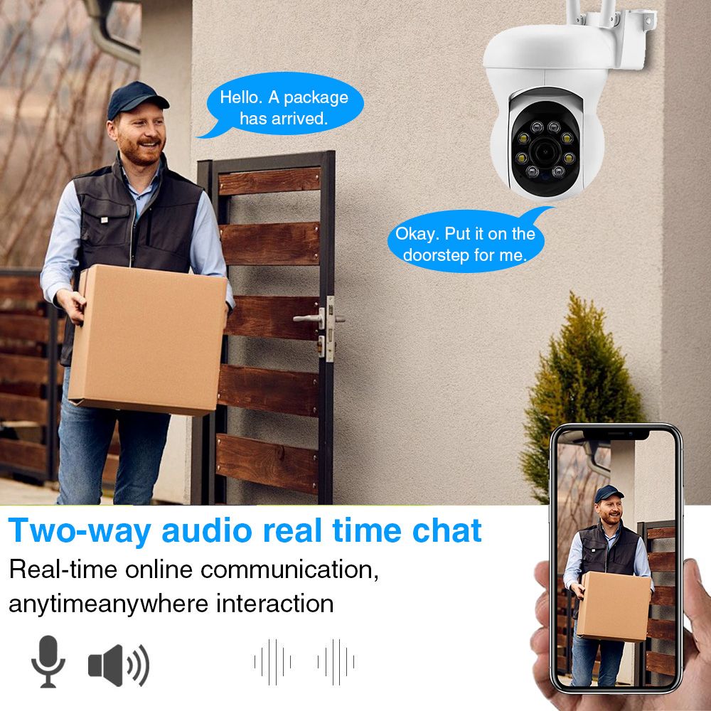 The K21 outdoor security camera is suitable for remote monitoring, high-definition 1080p, 92° viewing Angle, direct connection to WiFi, dual-light night vision, DC 5V power supply, and is applicable to homes, stores, supermarkets, factories and other places  K21