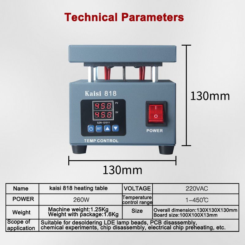 260W constant temperature heating digital display adjustable heating platform mobile phone screen LED light repair preheating plate heating table   KS-818