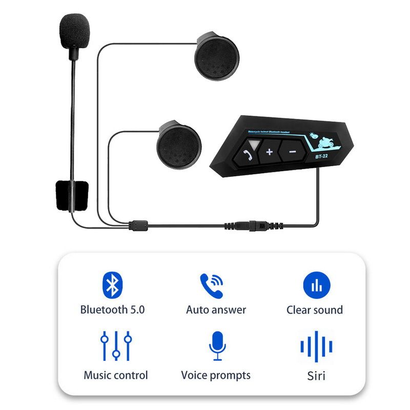 Wireless helmet headset Electric bike riding make and receive calls Listen to music Motorcycle helmet Bluetooth headset Large battery 1000 mah  BT22