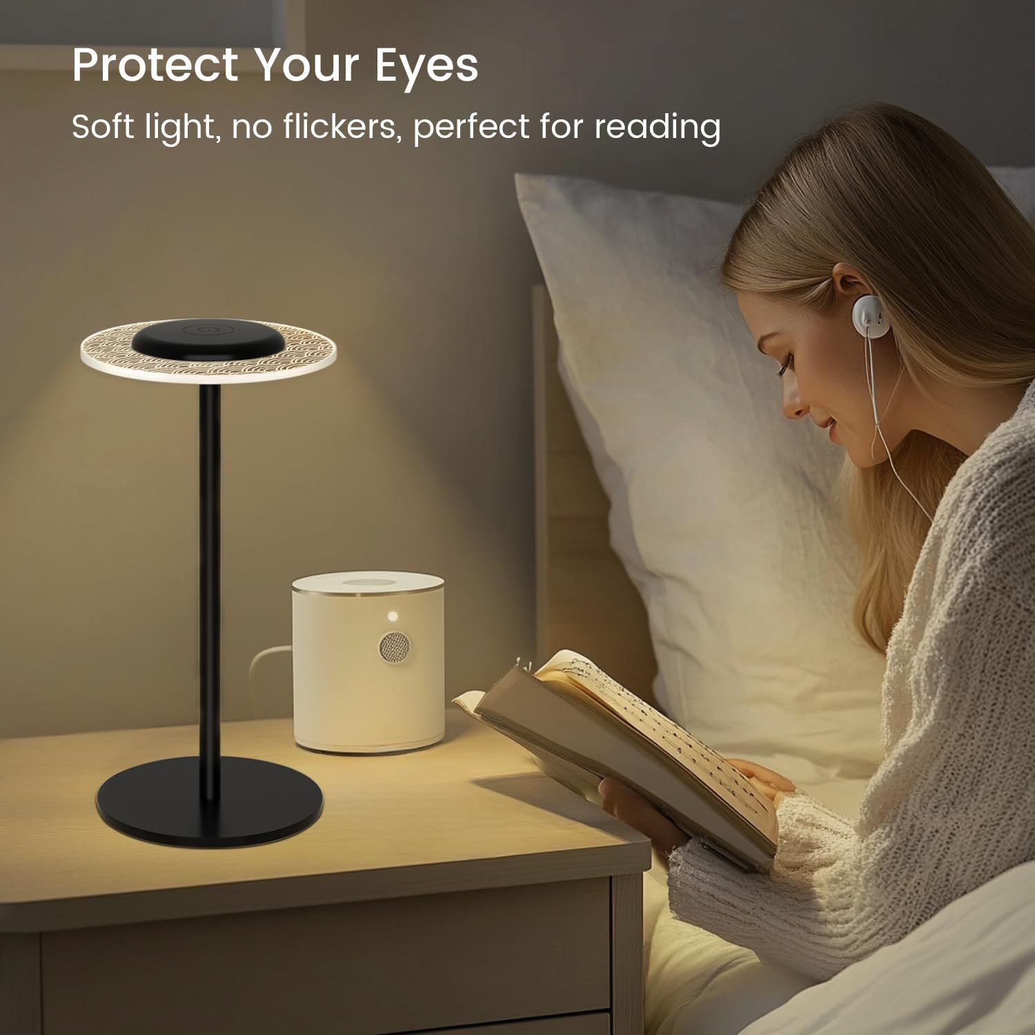 LED circular rechargeable table lamp, desktop light, RGB ambient light, touch-adjustable night light  TD01