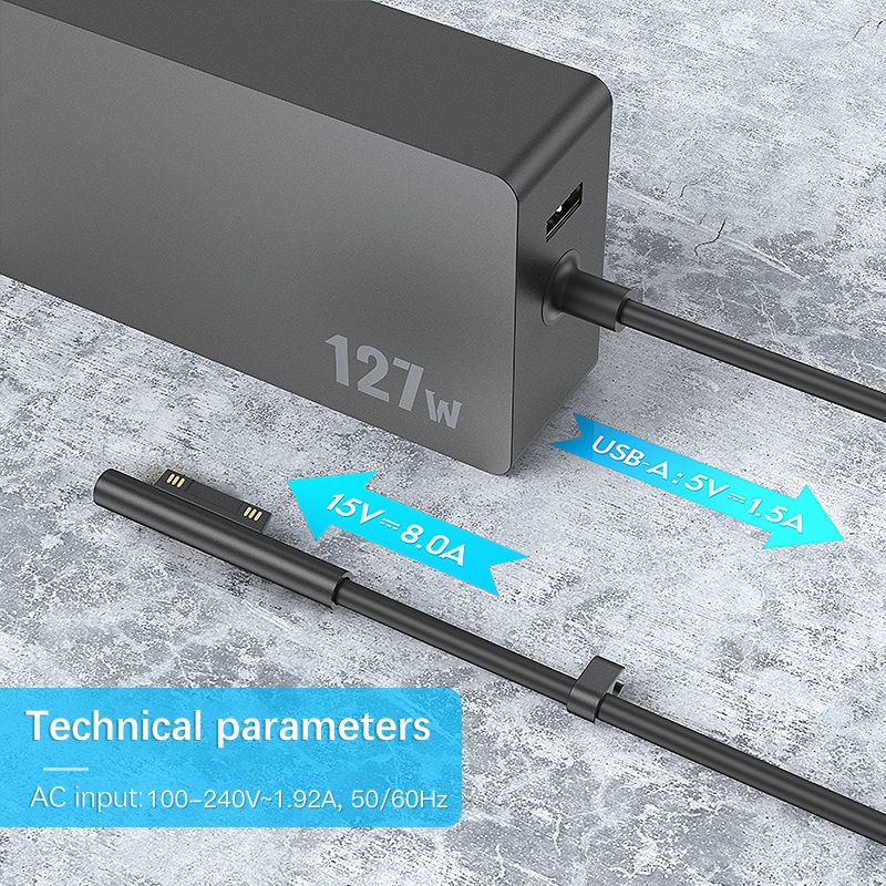 The 127W European standard charger is suitable for the 15v8a power adapter of Microsoft Surface Book 3 15-inch computer Laptop Adapter A1932