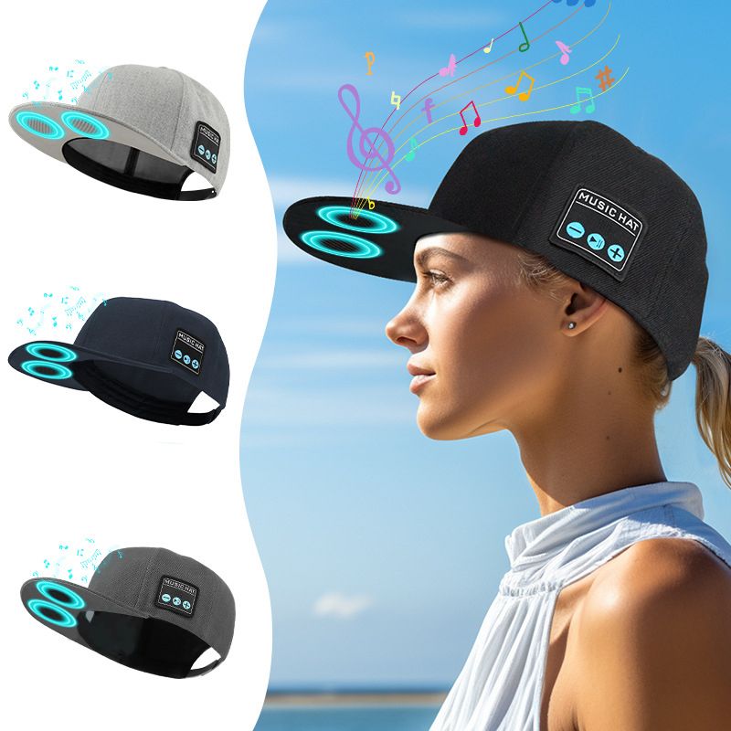 [Grey] Wireless Speaker Hat Bluetooth 5.4 Dual speakers outdoor sports external music Cap Voice call type-c charging  YX2