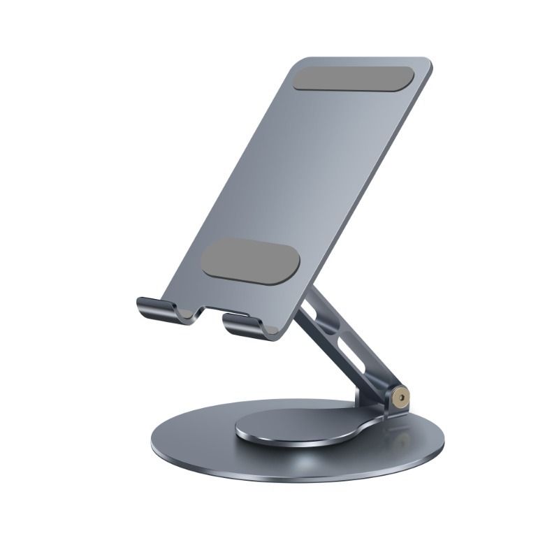 [Grey] Aluminum phone stand Tablet stand 360° rotating desktop stand Portable folding adjustable stand Mobile Phone Mounts & Stands P36-1