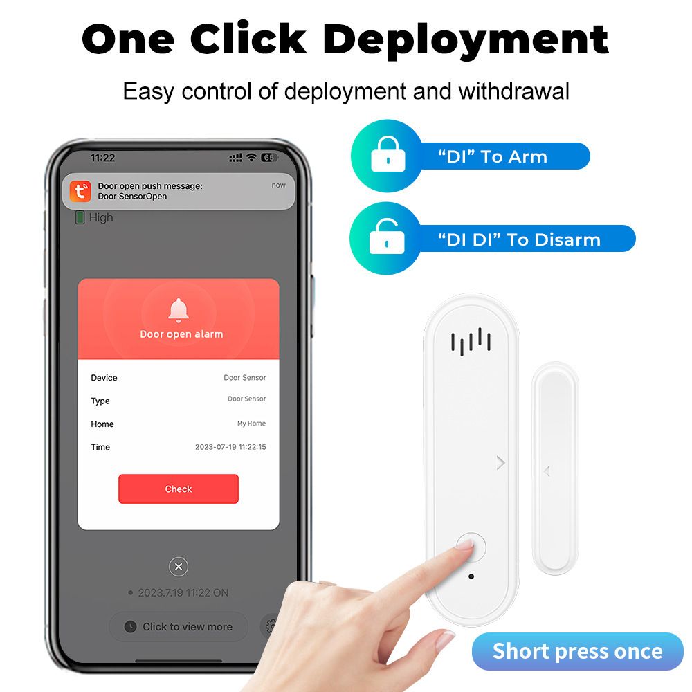 wifi Door status sensor tuya Intelligent door status sensor Remote acousto-optic door and window/door status sensor One-click anti-offline alert real-time sensing switch status  WL-19KWT