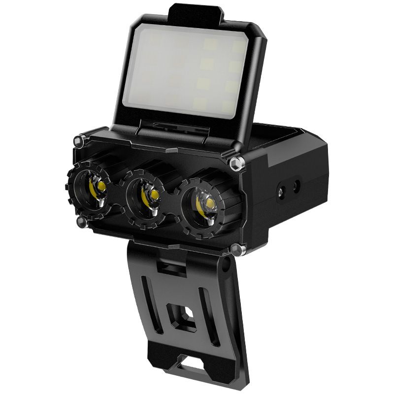 3 core XPG strong light sensing headlight USB charging outdoor running light night fishing LED cap clamp light  0204B