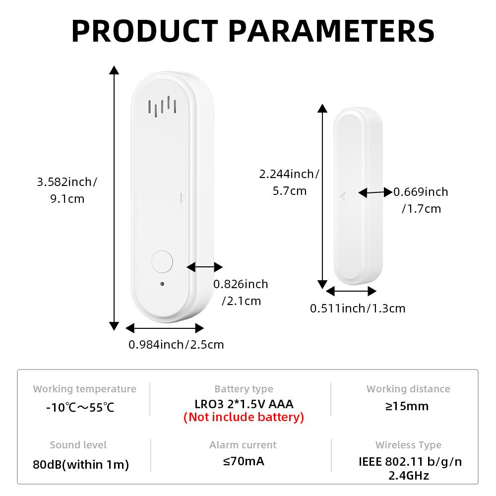 wifi Door status sensor tuya Intelligent door status sensor Remote acousto-optic door and window/door status sensor One-click anti-offline alert real-time sensing switch status  WL-19KWT