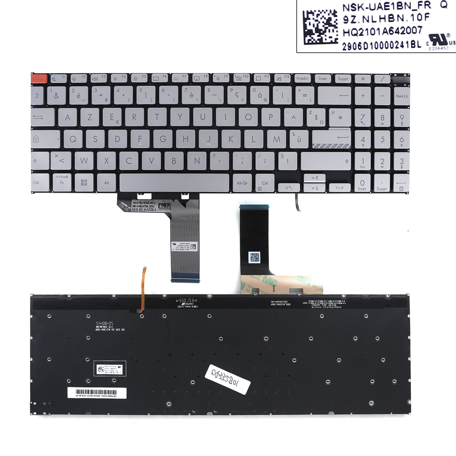 ASUS K6602Z X1603Z K6502V N7601Z N7600Z SILVER（Backlit，Small Enter，Esc Orange，Win8）  9Z.NLHBN.10F