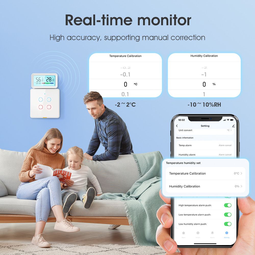 [White] tuya WiFi wireless hygrograph sensor Detector Smart home electronic sensor Wifi Bluetooth dual mode  WSD100