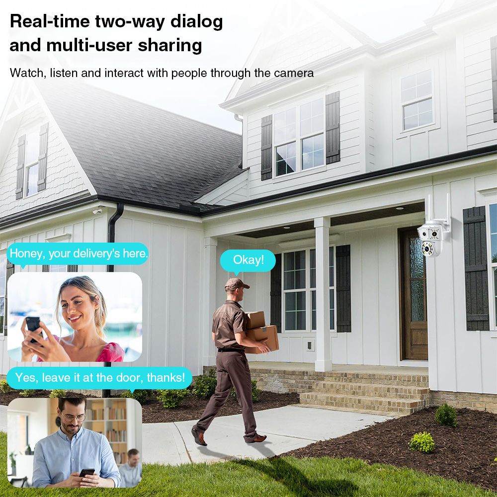 K30 dual-eye linkage camera, high-definition remote monitoring, 360-degree outdoor waterproof wireless monitoring, IP66 waterproof mobile monitoring, two-way intercom, full-color night vision APP, OKAM PRO, suitable for homes, stores, supermarkets, factories and other places  K30