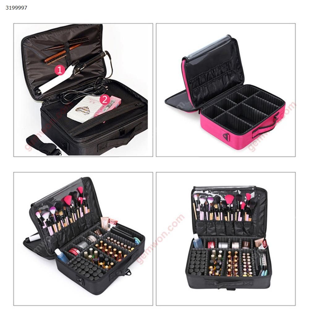Professional multi-layer partition storage bag insert board cosmetic bag with makeup portable makeup large-scale tattoo semi-permanent toolbox -black Makeup Brushes & Tools  L