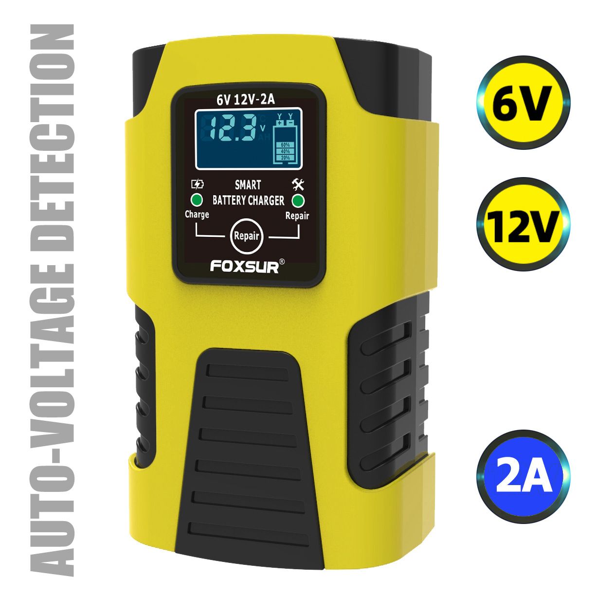 Motorcycle battery charger 6V, 12V pedal lead-acid battery fully intelligent repair multi-purpose charger  FBC061202D