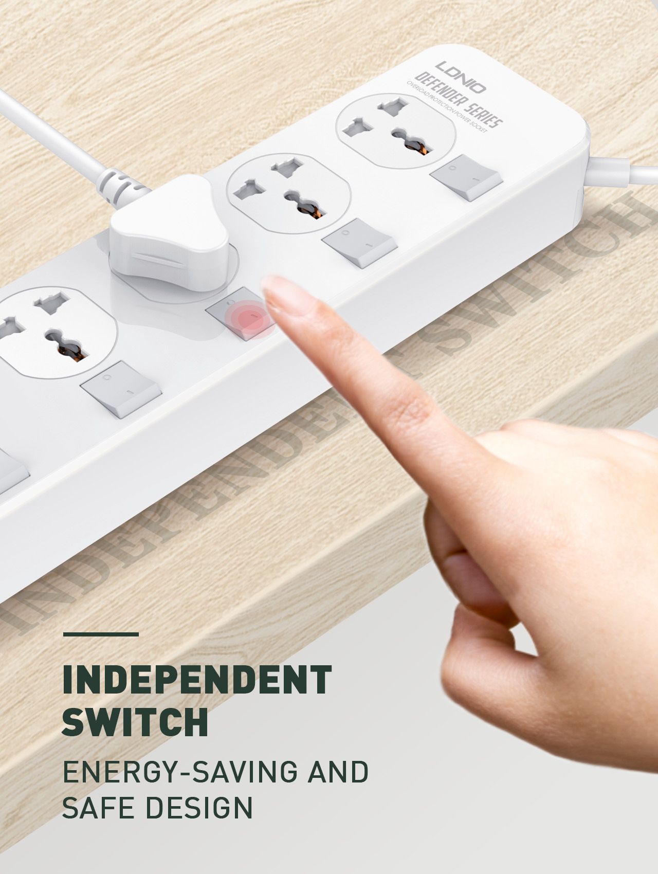 Independent switch universal strip USB power strip European standard American standard Expansion socket patch board Overload protection 2500W 5V/3.4A 4*USB-A 2 meter cable European standard  SC4408