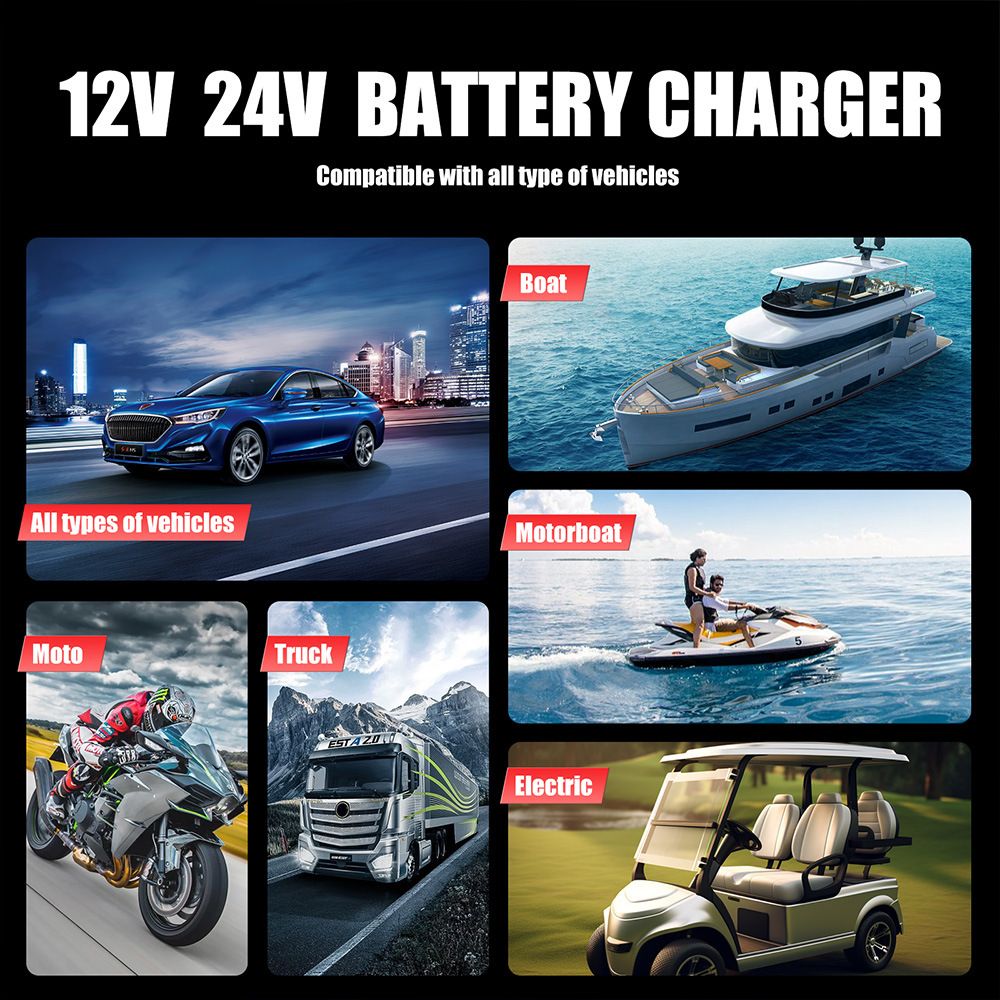 25A high-power portable 12V and 24V lithium iron lead-acid chargers for cars, ships and motorcycles  FPT-250
