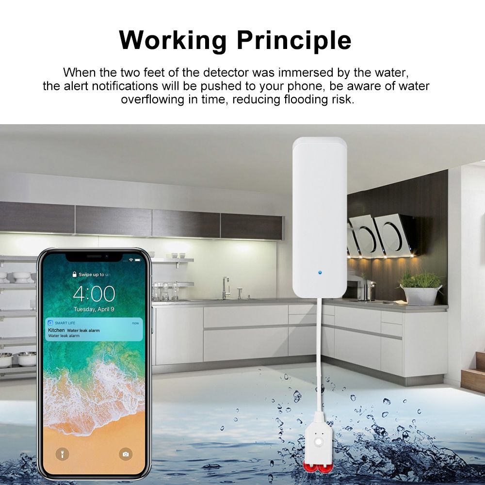 Tuya WiFi Water leakage alarm Overflow water detector Water level alarm record View APP notifications  WL-898WT