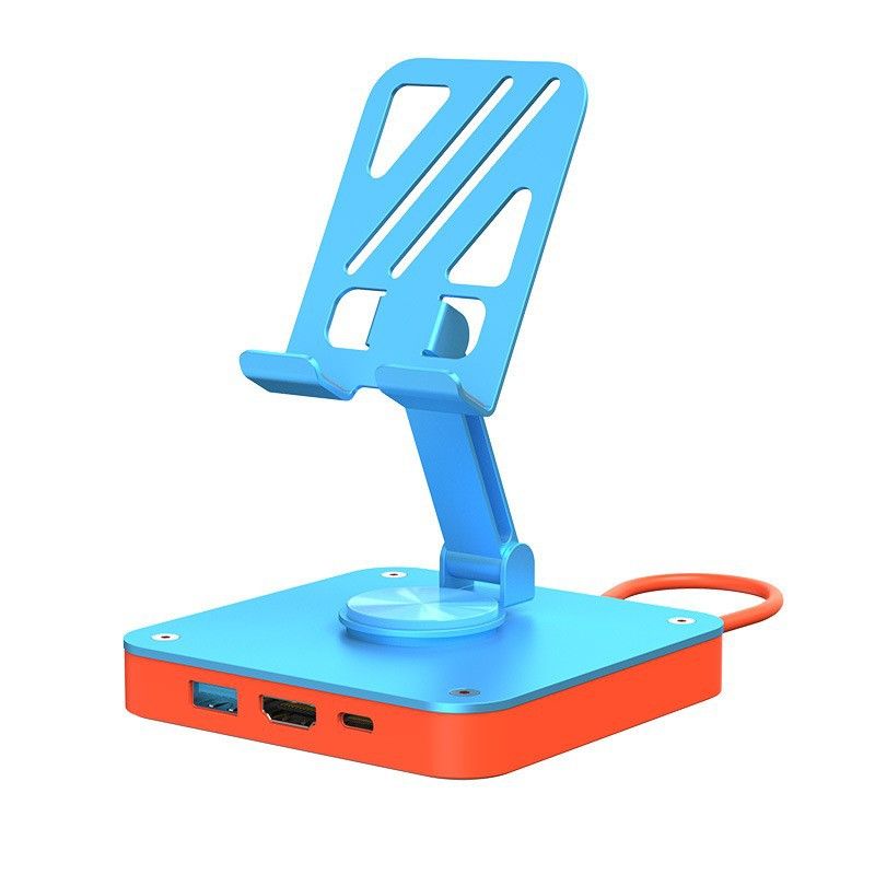 [Blue] Collapsible rotating stand HUB Docking Switch Console base 3-in-1 expander HDMI 4K 30Hz+USB3.0+PD100W  LC23