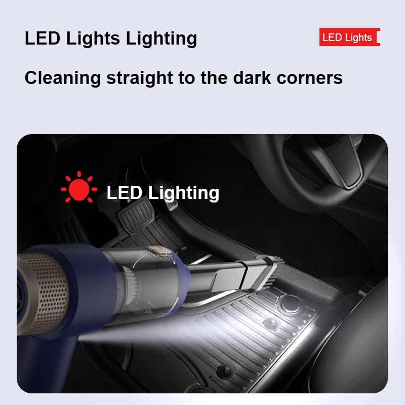 [Blue] Wireless desktop car vacuum cleaner blowing suction integrated handheld dust blowing suction Small mini charging vacuum cleaner 6500PA super suction LED lighting 4000mha large capacity battery  LT-135