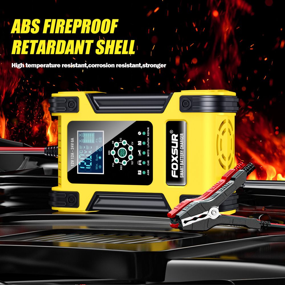 12V, 24V, 12A 7-segment intelligent charger, lead-acid battery charger, running light indicator charger  FBC122412D-Y