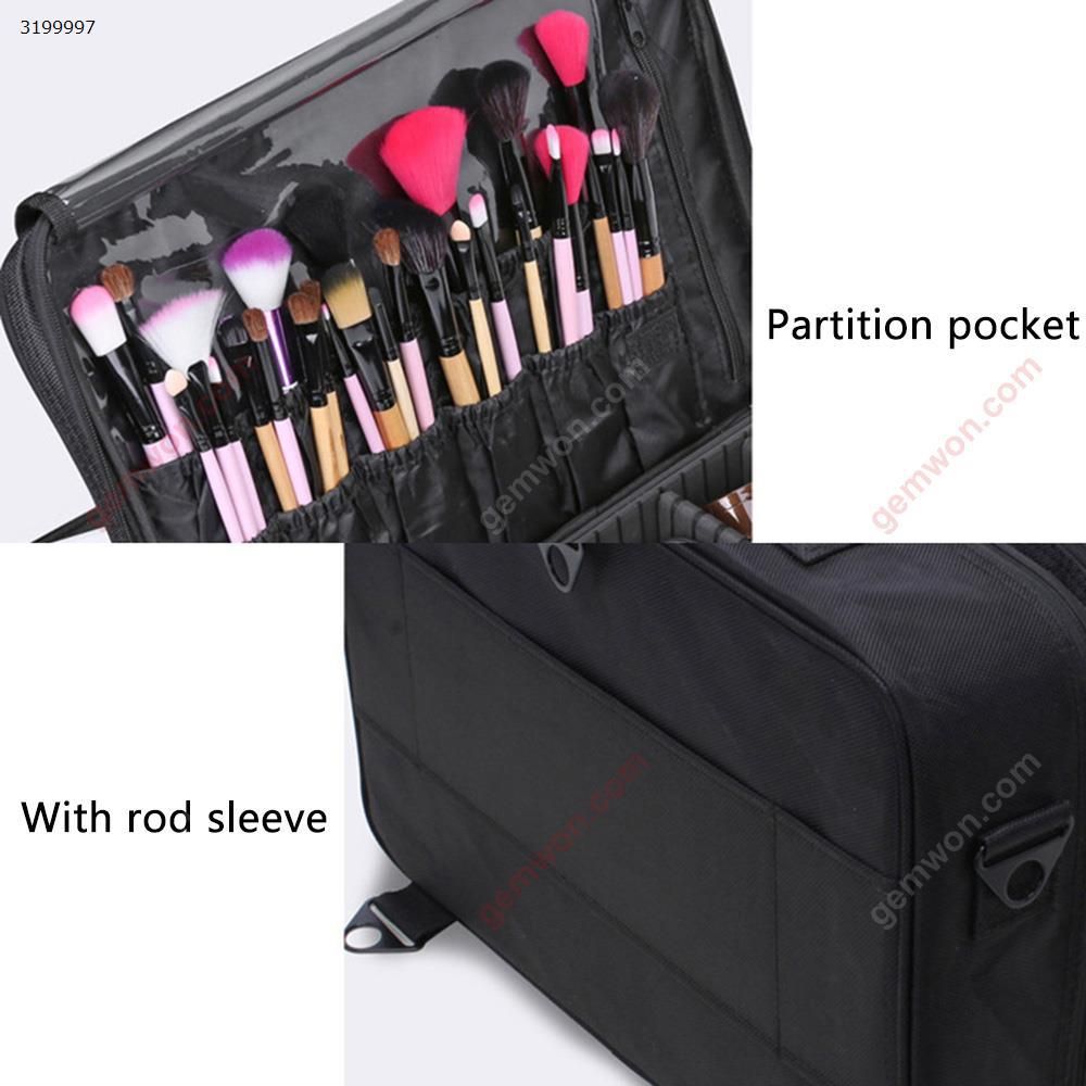 Professional multi-layer partition storage bag insert board cosmetic bag with makeup portable makeup large-scale tattoo semi-permanent toolbox -black Makeup Brushes & Tools  L