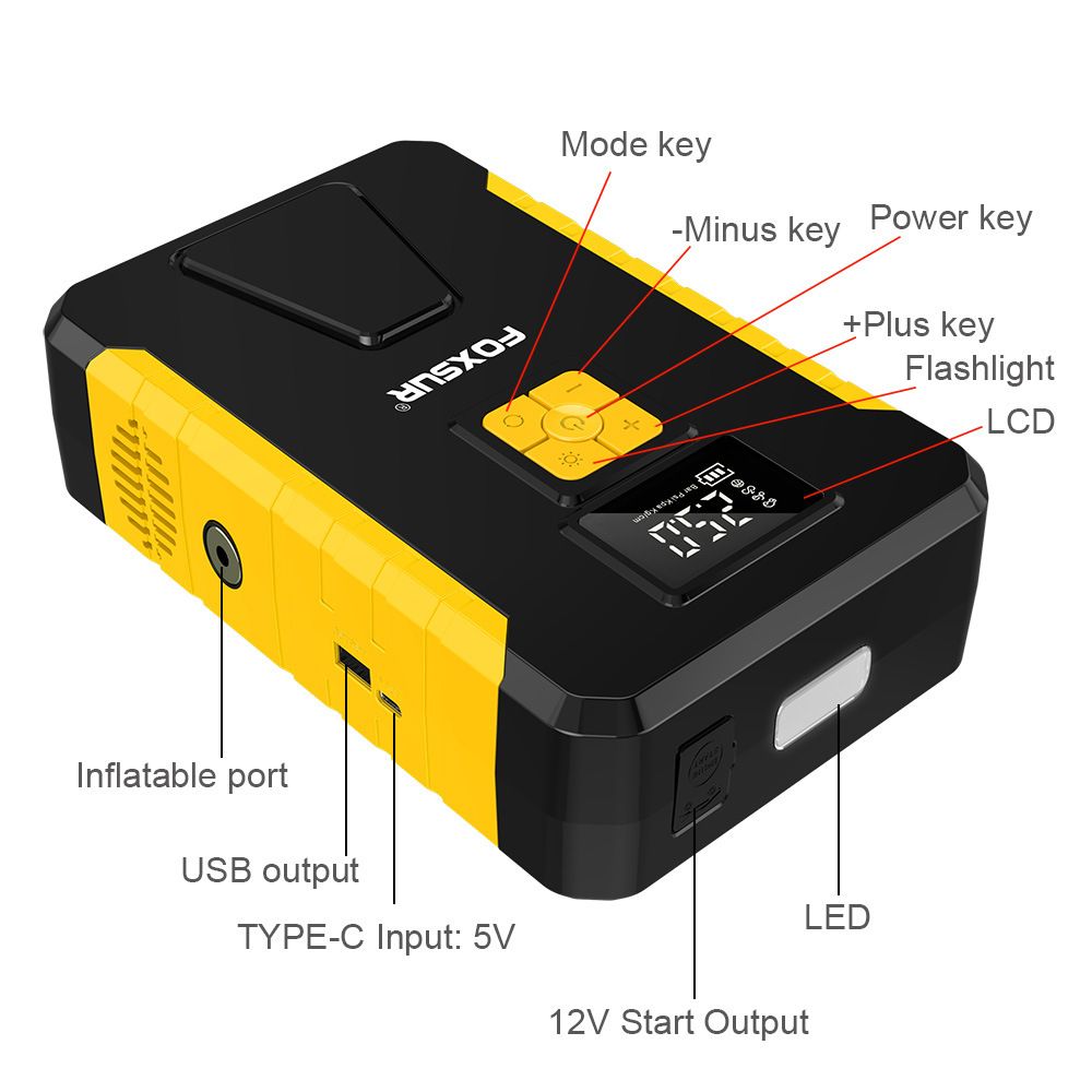 Multi-function Car Jump Starter Air Pump Portable Air Compressor Auto Tire Inflator Emergency Power Supply  FJS-950