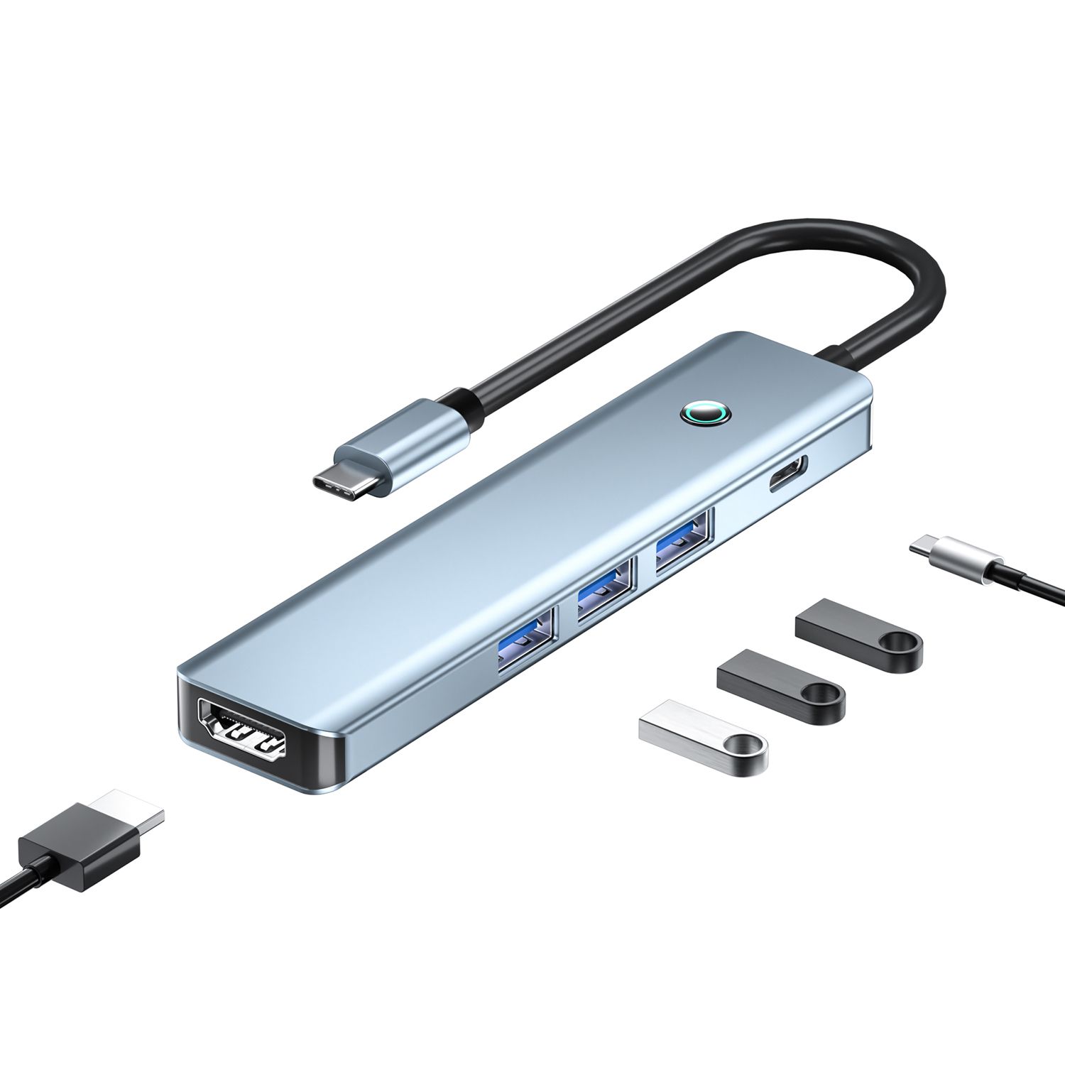 Five-in-one usb multi-port docking station 3.0 hub Hub Laptop Converter Docking station 1*PD+3*USB3.0+1*HDMI (4K 30Hz)  BYL-2319