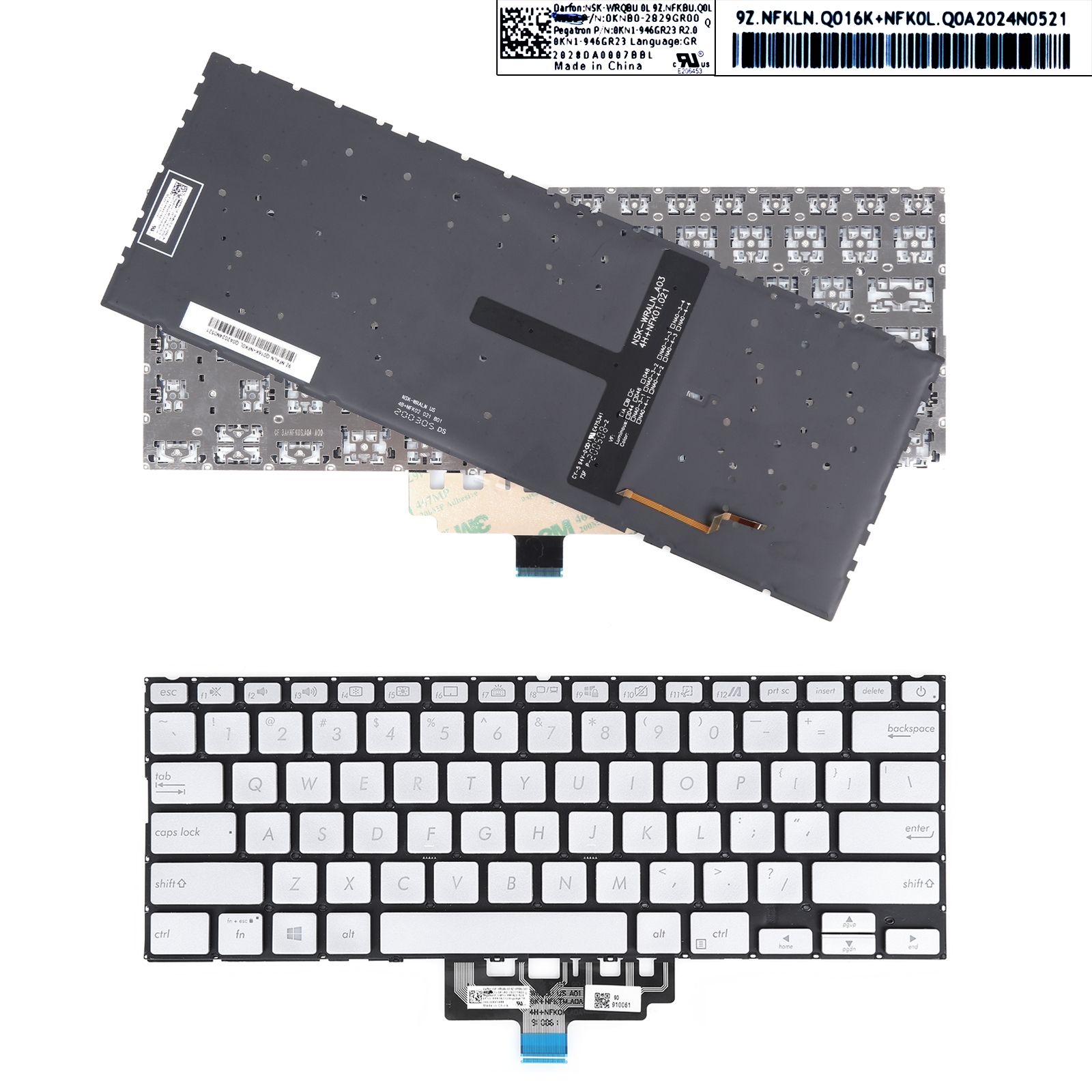 ASUS ZenBook UX433FA UX433FN SILVER （Backlit Win8） US 0KNB0-262HUS00 0KN1-522US13 Laptop Keyboard (Original)