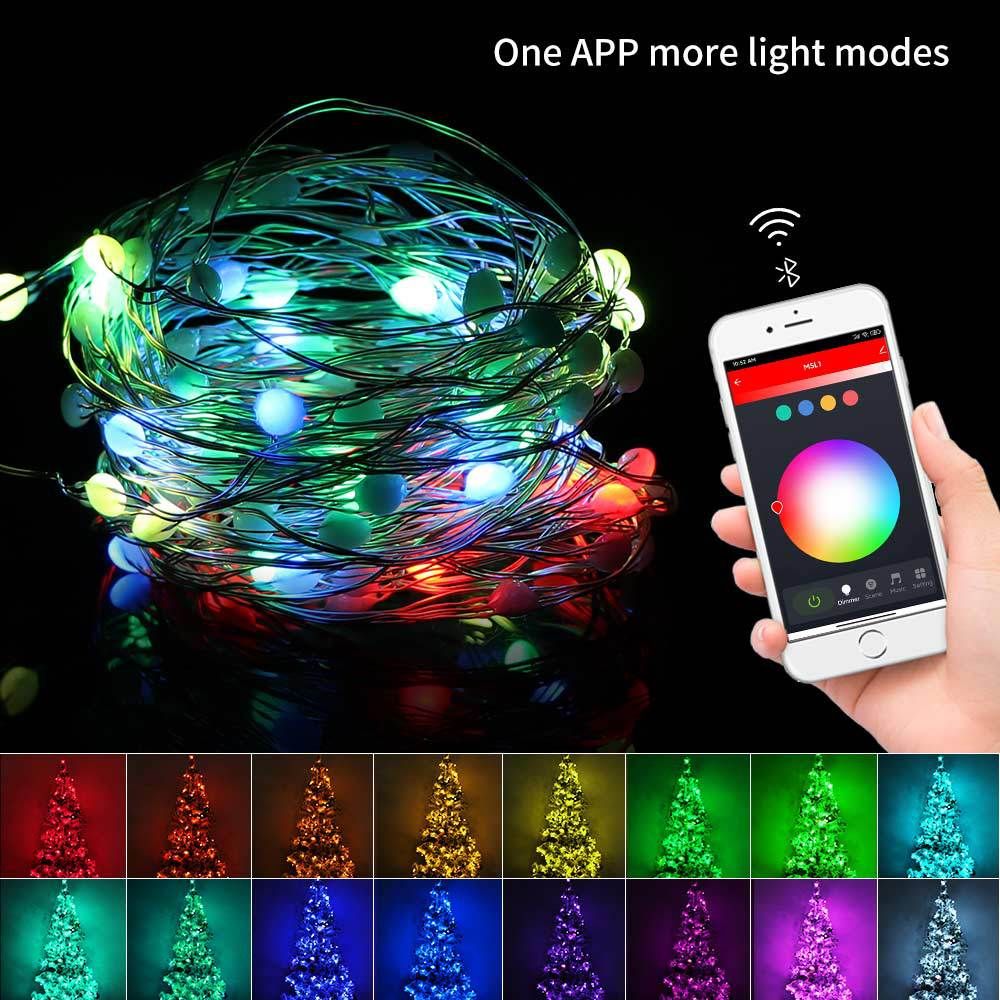 tuya smart rainbow lights Graffiti wifi smart light string Festive Christmas decoration copper wire 5V USB power 10 meters 100 lights bead string  RSH-WL038