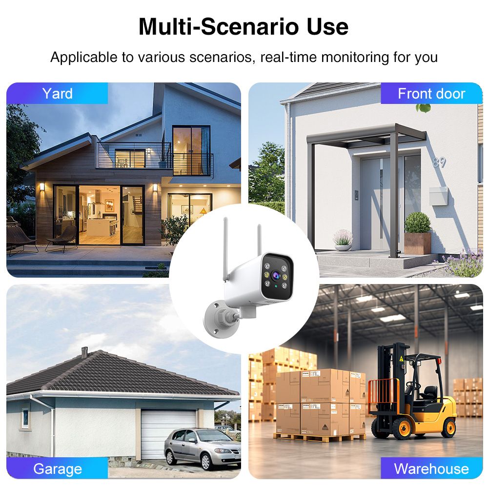 K20 smart security camera, high-definition dual-band outdoor waterproof security full-color night vision camera, manual recording, dynamic detection recording, timed recording, alarm recording, cloud storage +TF local recording (maximum support 128GB)  K20