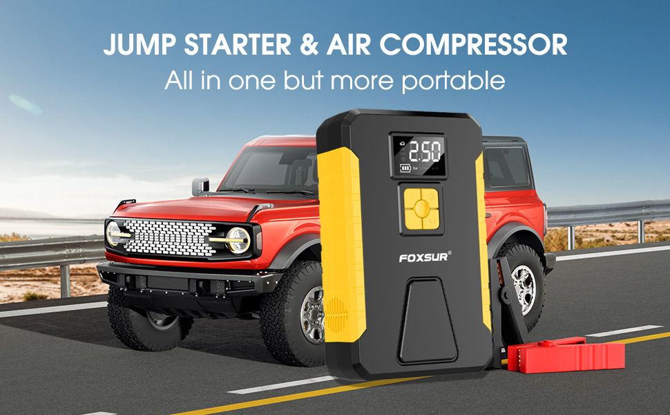 Multi-function Car Jump Starter Air Pump Portable Air Compressor Auto Tire Inflator Emergency Power Supply  FJS-950