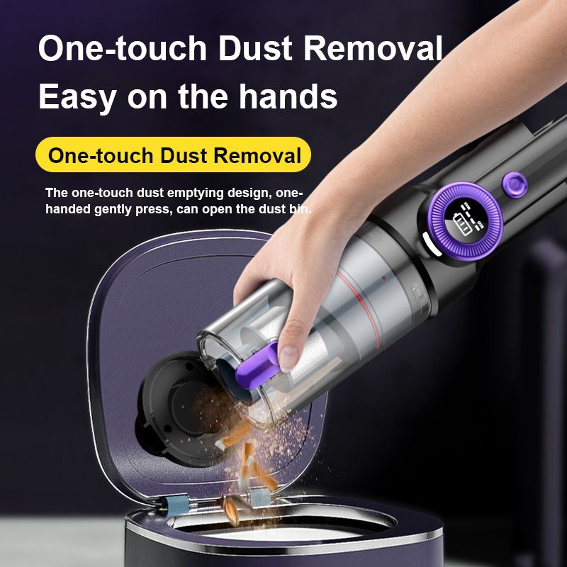 [Grey] Cordless vacuum cleaner 14200PA super large suction brushless high power portable cyclone Handheld home car vacuum cleaner HD digital display whirlwind dust cup 75dB bass TYPE-C charging  VC028