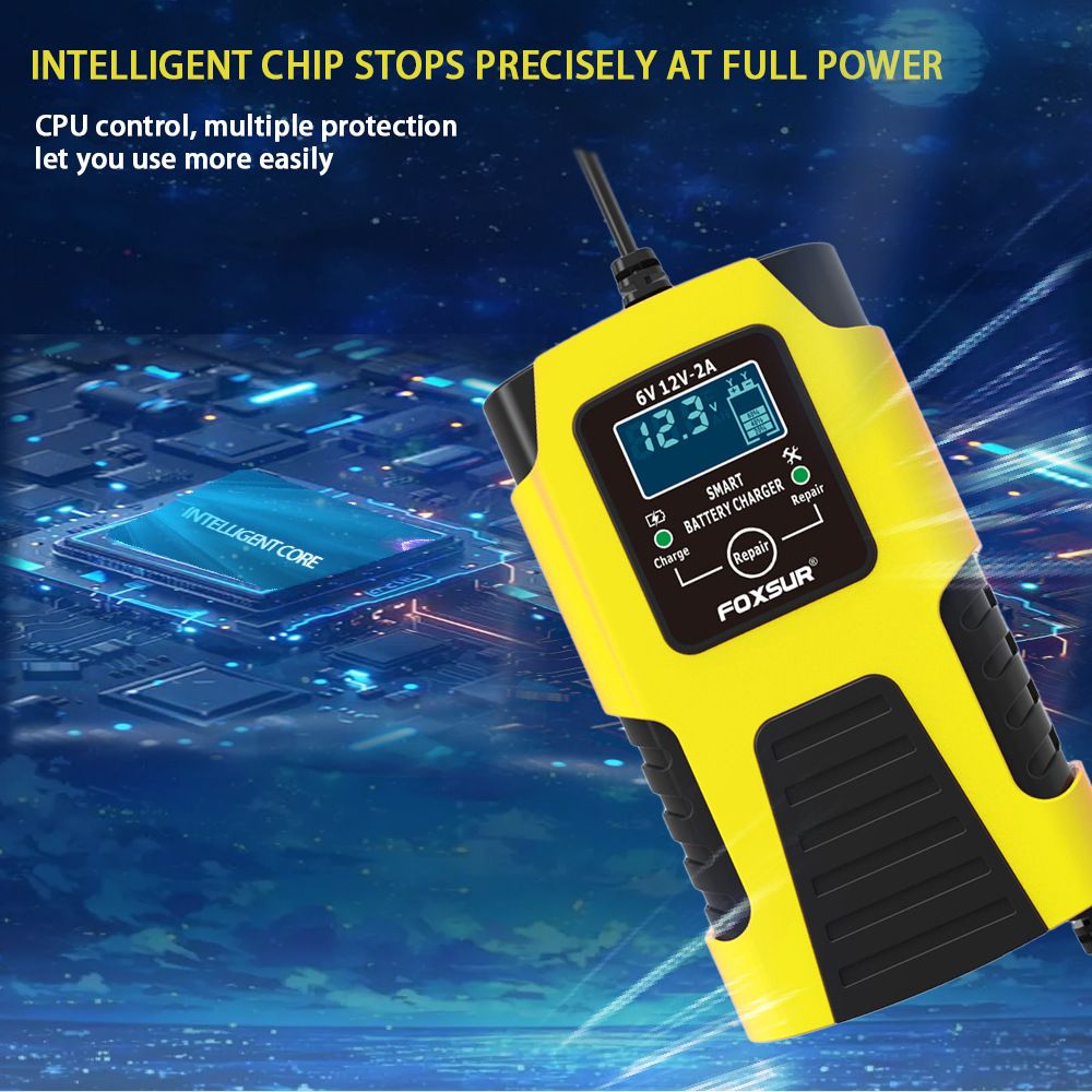 Motorcycle battery charger 6V, 12V pedal lead-acid battery fully intelligent repair multi-purpose charger  FBC061202D