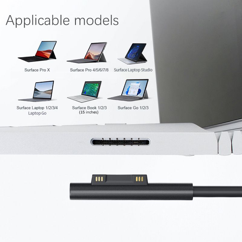 The 127W European standard charger is suitable for the 15v8a power adapter of Microsoft Surface Book 3 15-inch computer Laptop Adapter A1932