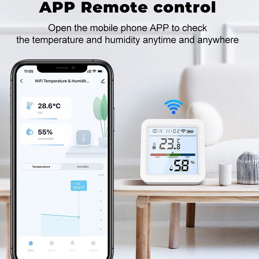 TUYA APP WIFI Version Temperature and Humidity detector Temperature and humidity sensor intelligent linkage temperature and humidity  TH05