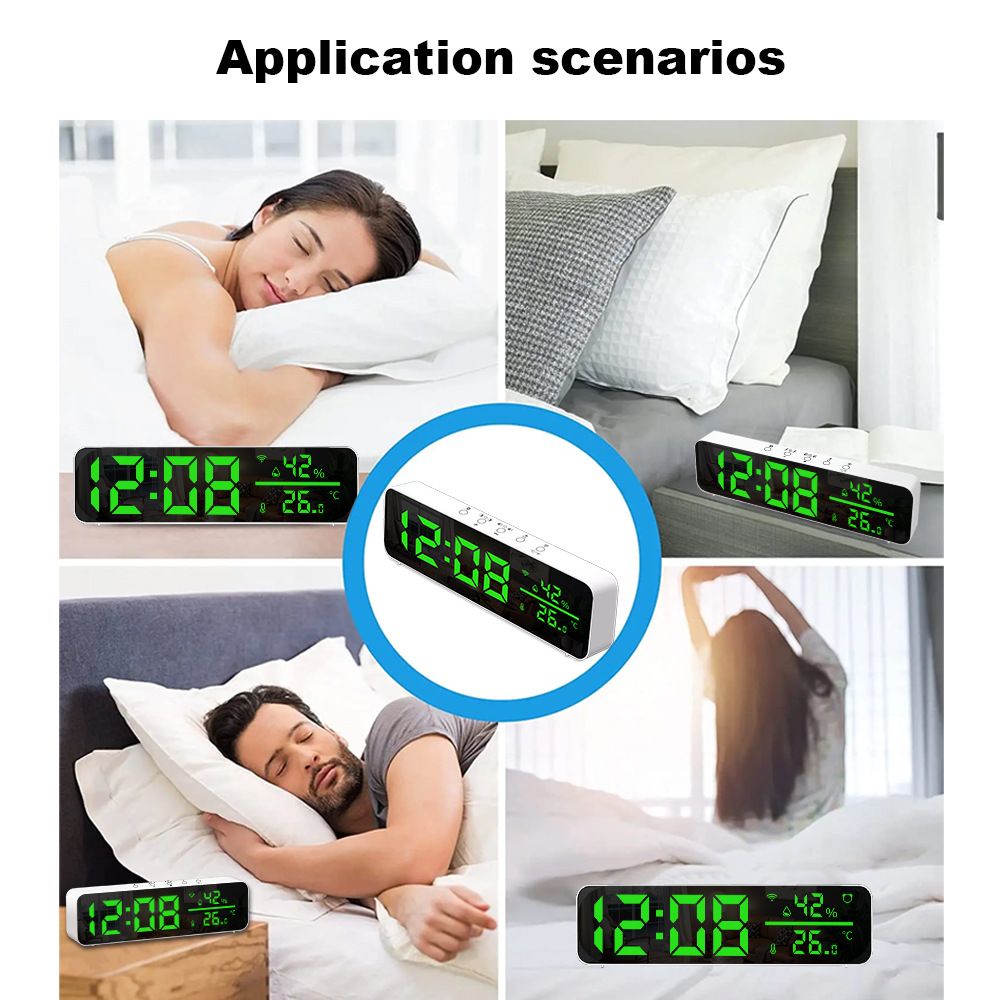 tuya app Temperature and humidity multi-function alarm clock Creative LED clock wifi thermometer Smart home temperature and humidity smart home control system  SZ01