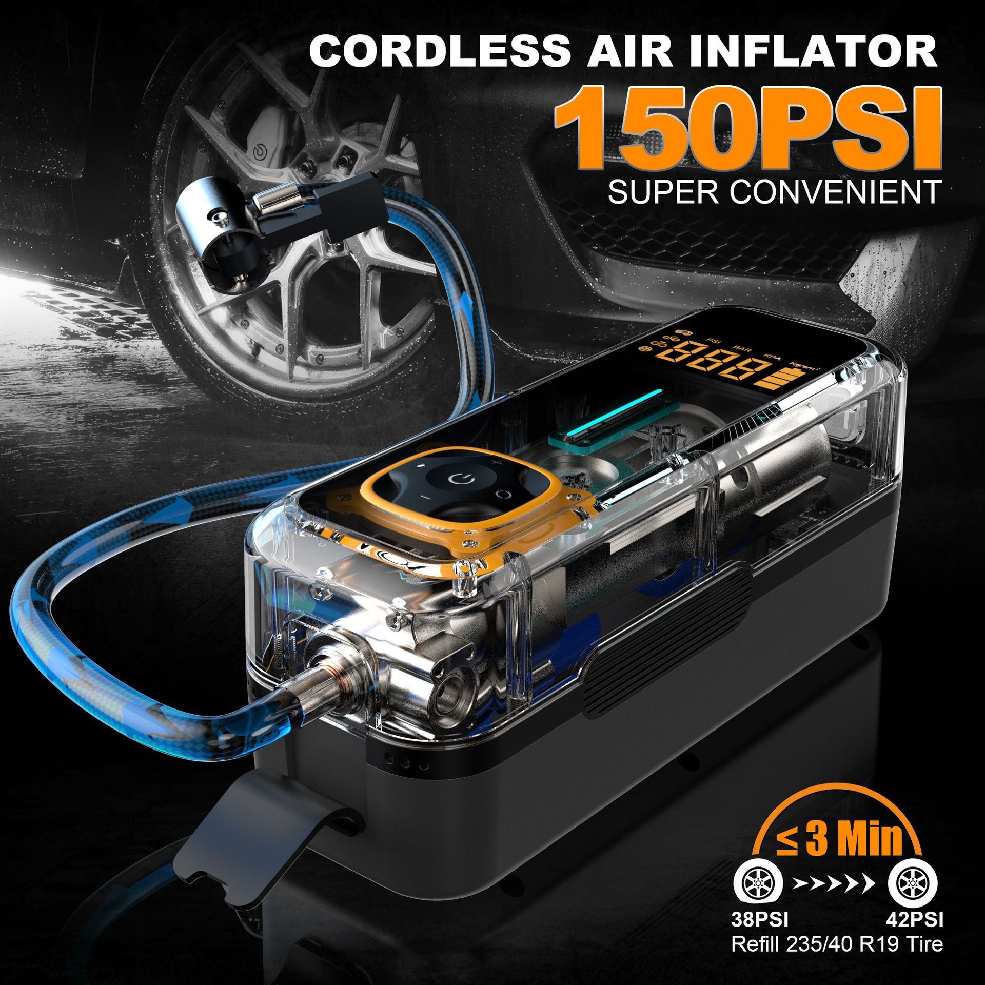 Portable auto tire pump Handheld wireless charging car air pump  CY80