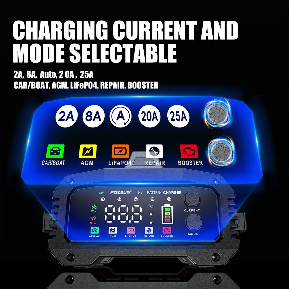 25A high-power portable 12V and 24V lithium iron lead-acid chargers for cars, ships and motorcycles  FPT-250